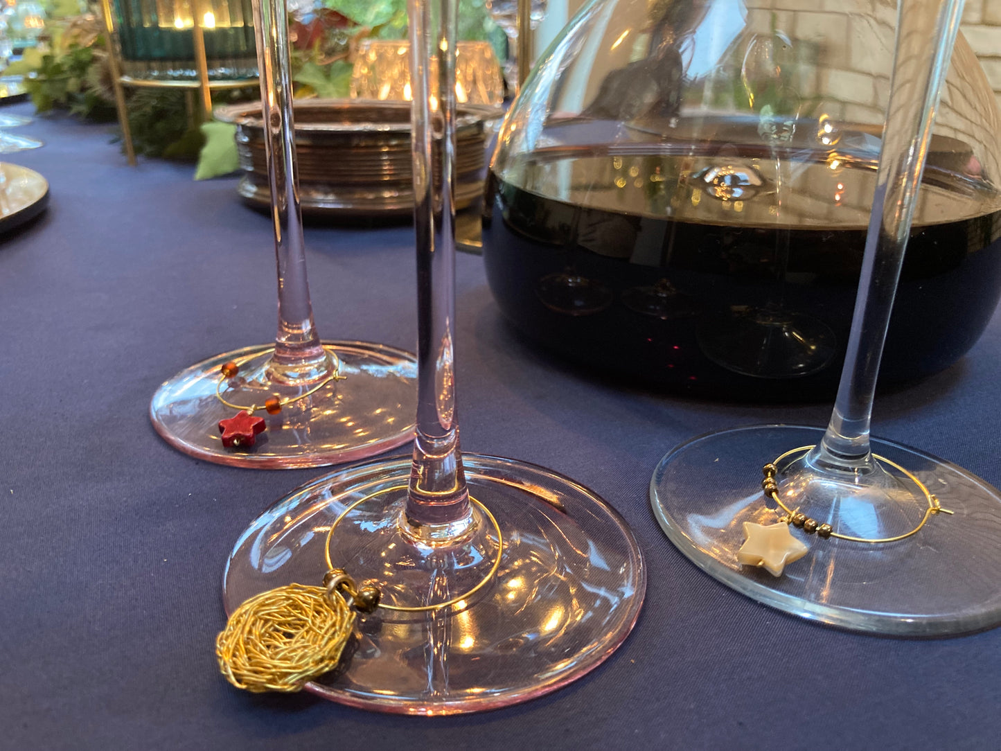 Cosmic Medallion Gemstone, Wine Glass Charms
