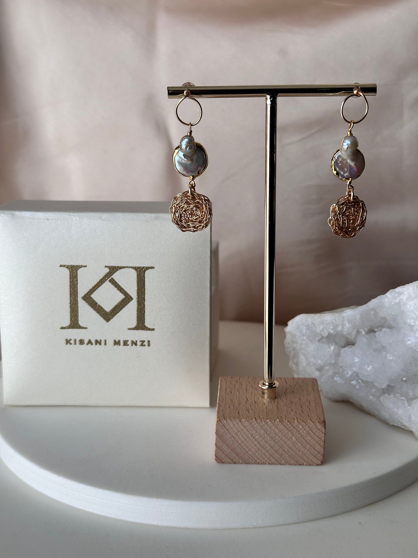 Mira Cosmic Medallion Pearl Earrings