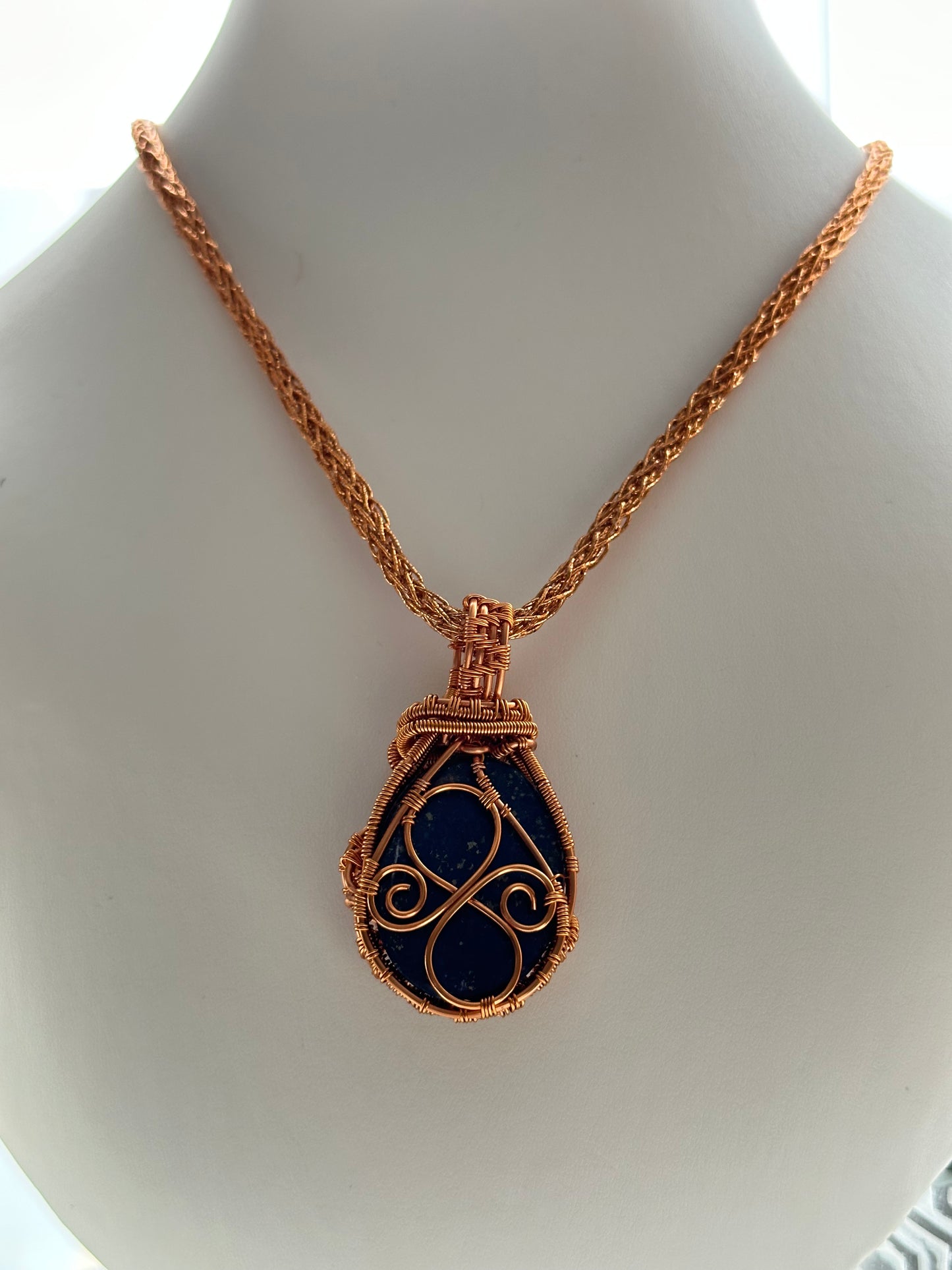 Lapis Lazuli Copper Colour Wire wrapped pendant