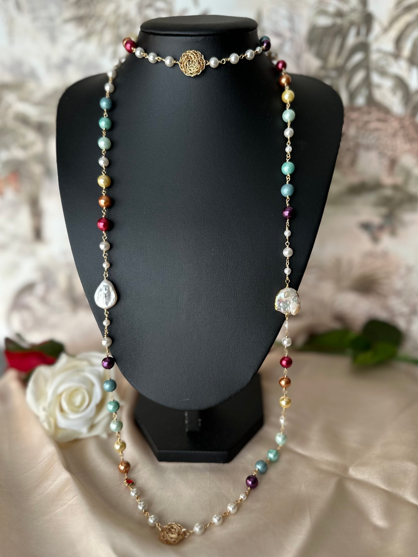 Starlette ~ Cosmic Medallion ~ Pearl Necklace