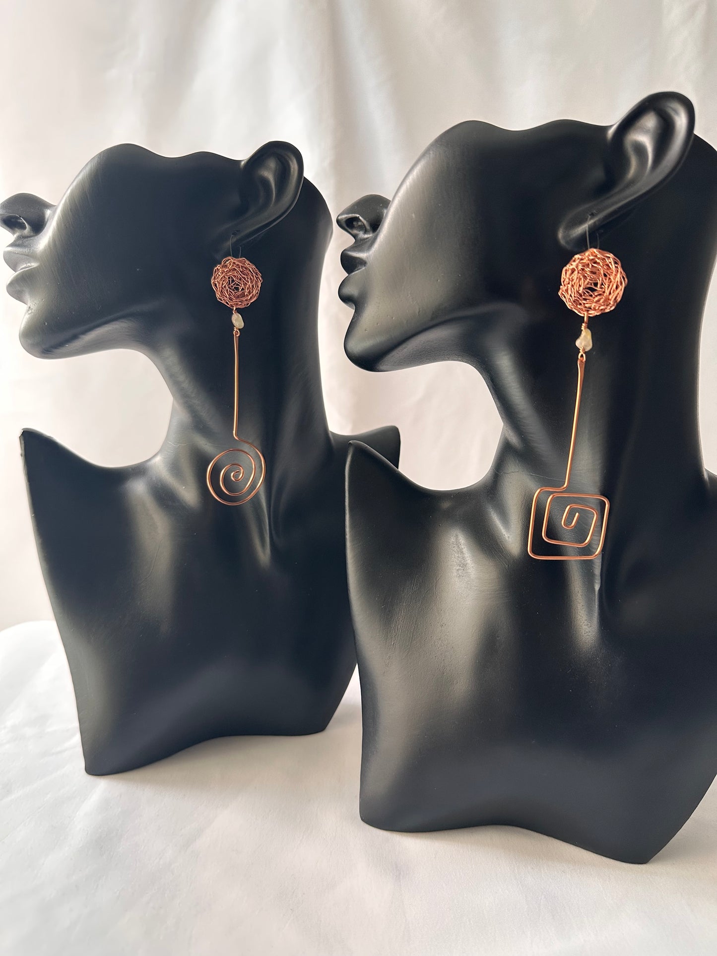 Andii - Rutilated Quartz Gemstone - Cosmic Medallion Asymmetric Earrings