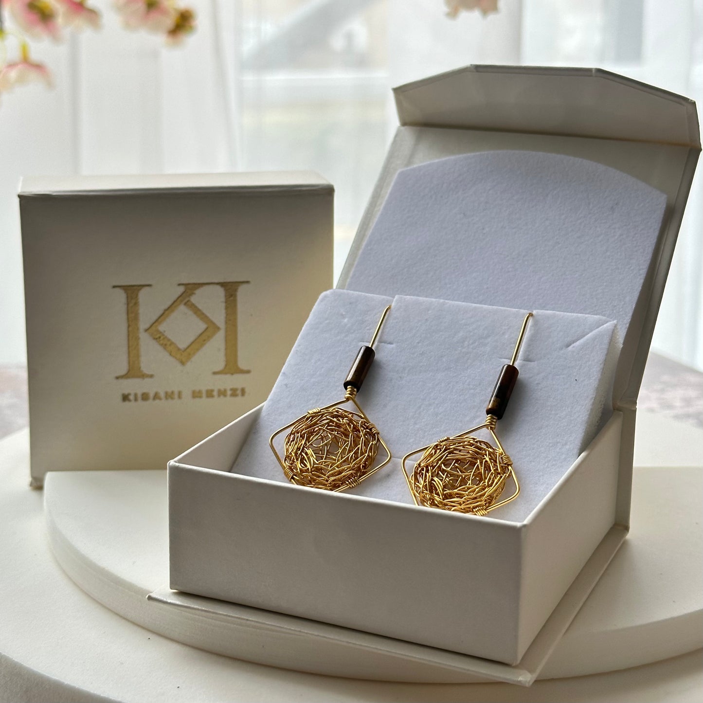 Thia Lapis Lazuli Cosmic Medallion Earrings – Gold & Blue Celestial Jewellery