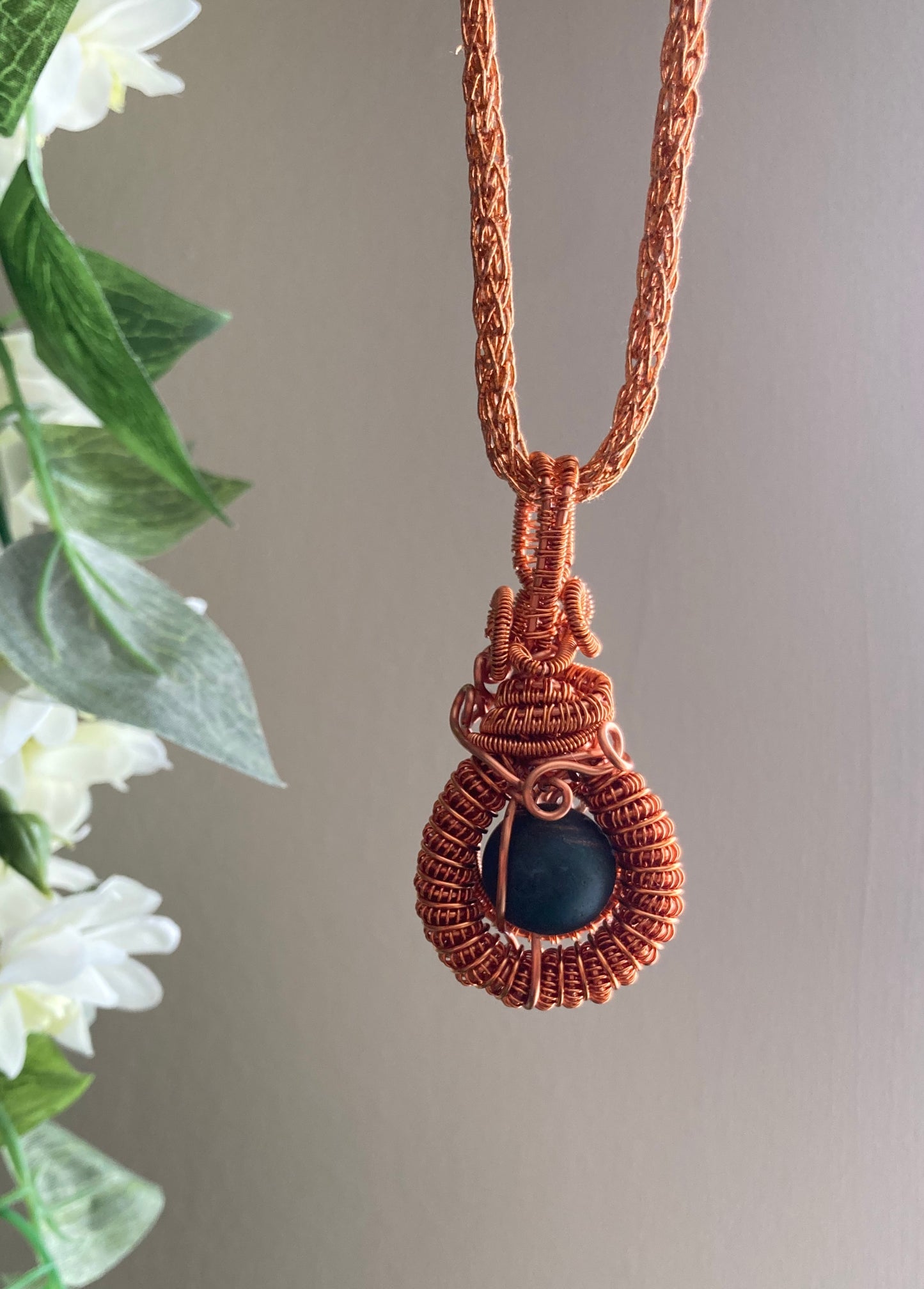 Moss Agate Wire Wrapped Pendant