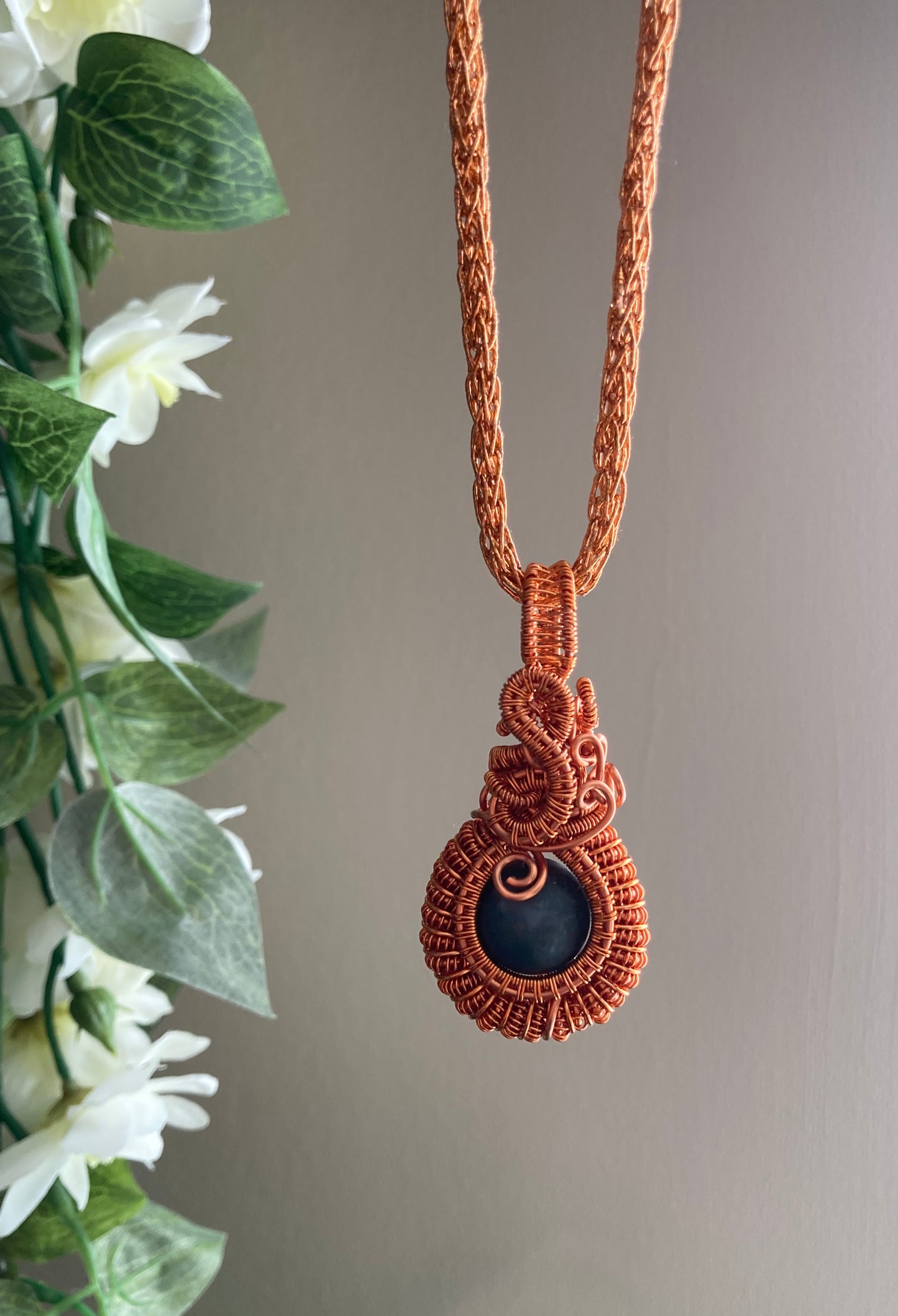 Moss Agate Wire Wrapped Pendant