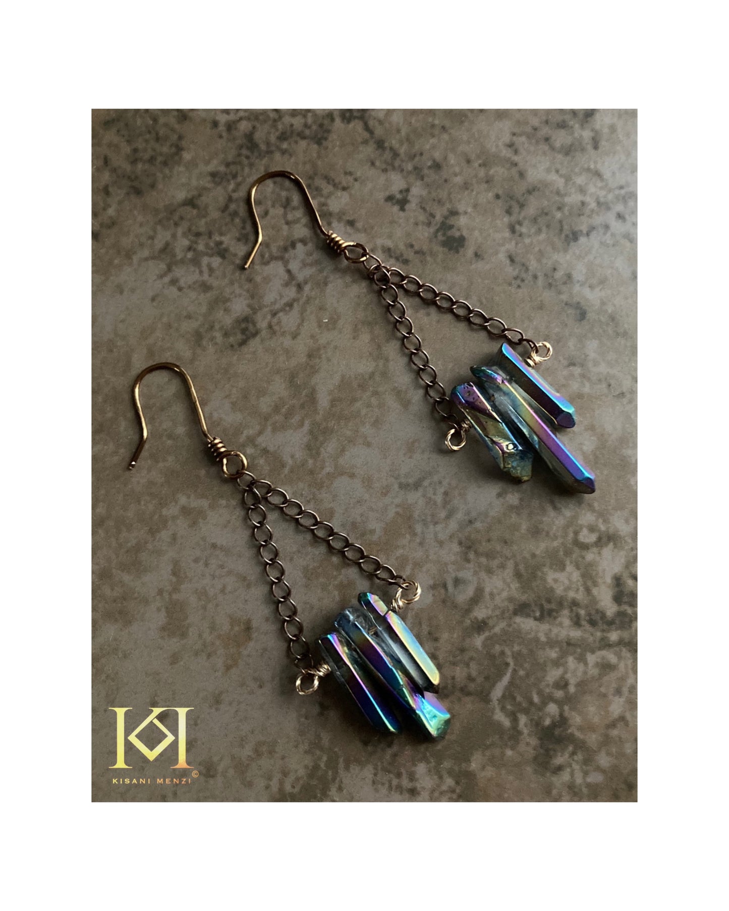 Rainbow Aura Quartz Earrings