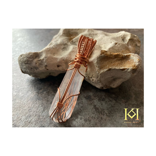 Lemurian Seed Quartz wire wrapped in copper coloured copper wire 