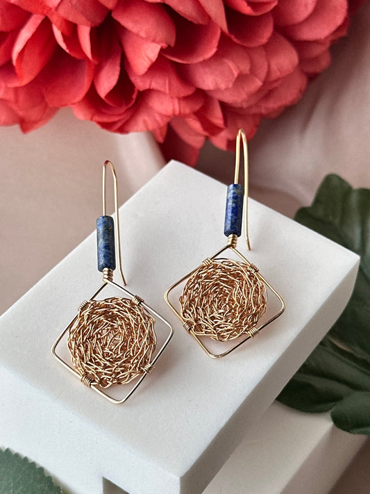 Thia Lapis Lazuli Cosmic Medallion Earrings – Gold & Blue Celestial Jewellery
