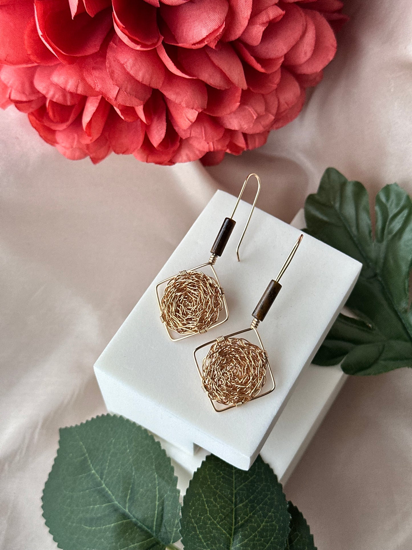Thia Tiger’s Eye Cosmic Medallion Earrings – Spiritual Statement Jewellery