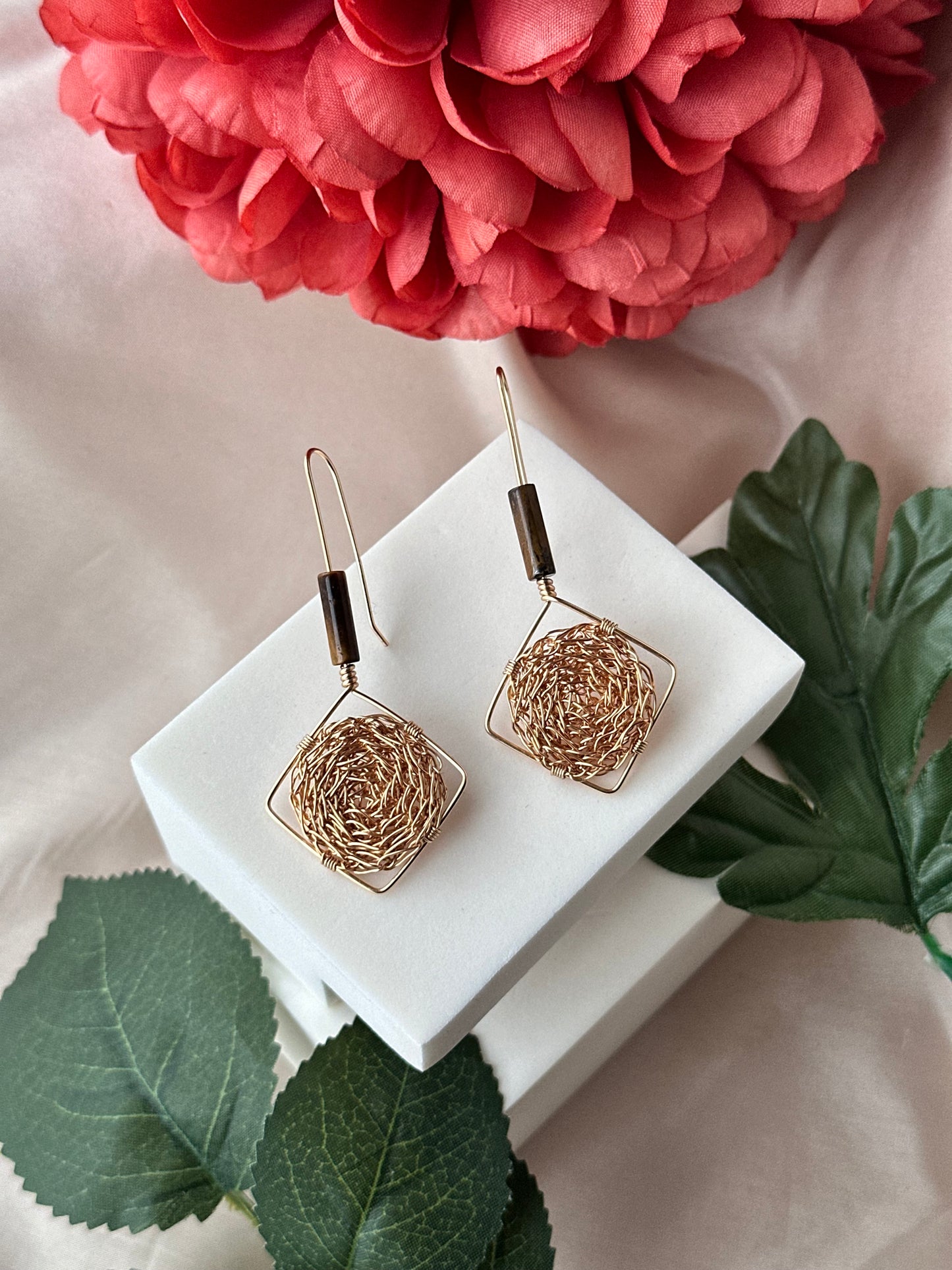 Thia Tiger’s Eye Cosmic Medallion Earrings – Spiritual Statement Jewellery