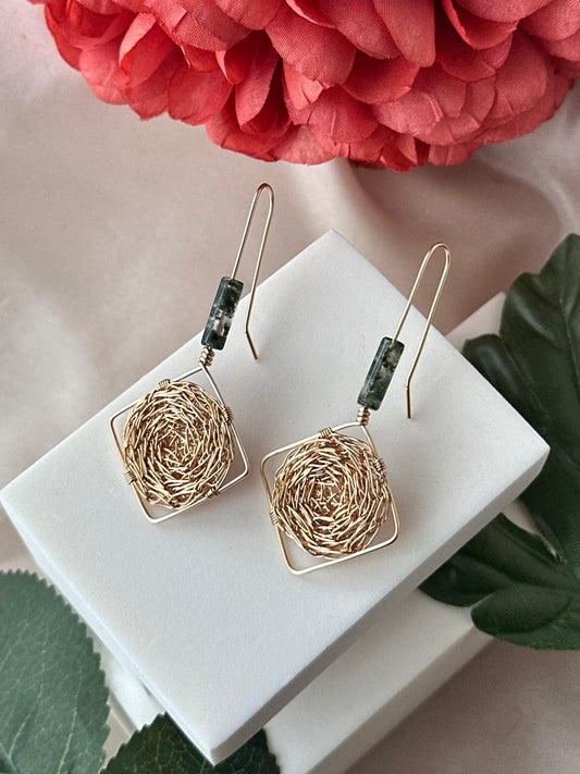 Thia Moss Agate Cosmic Medallion Earrings