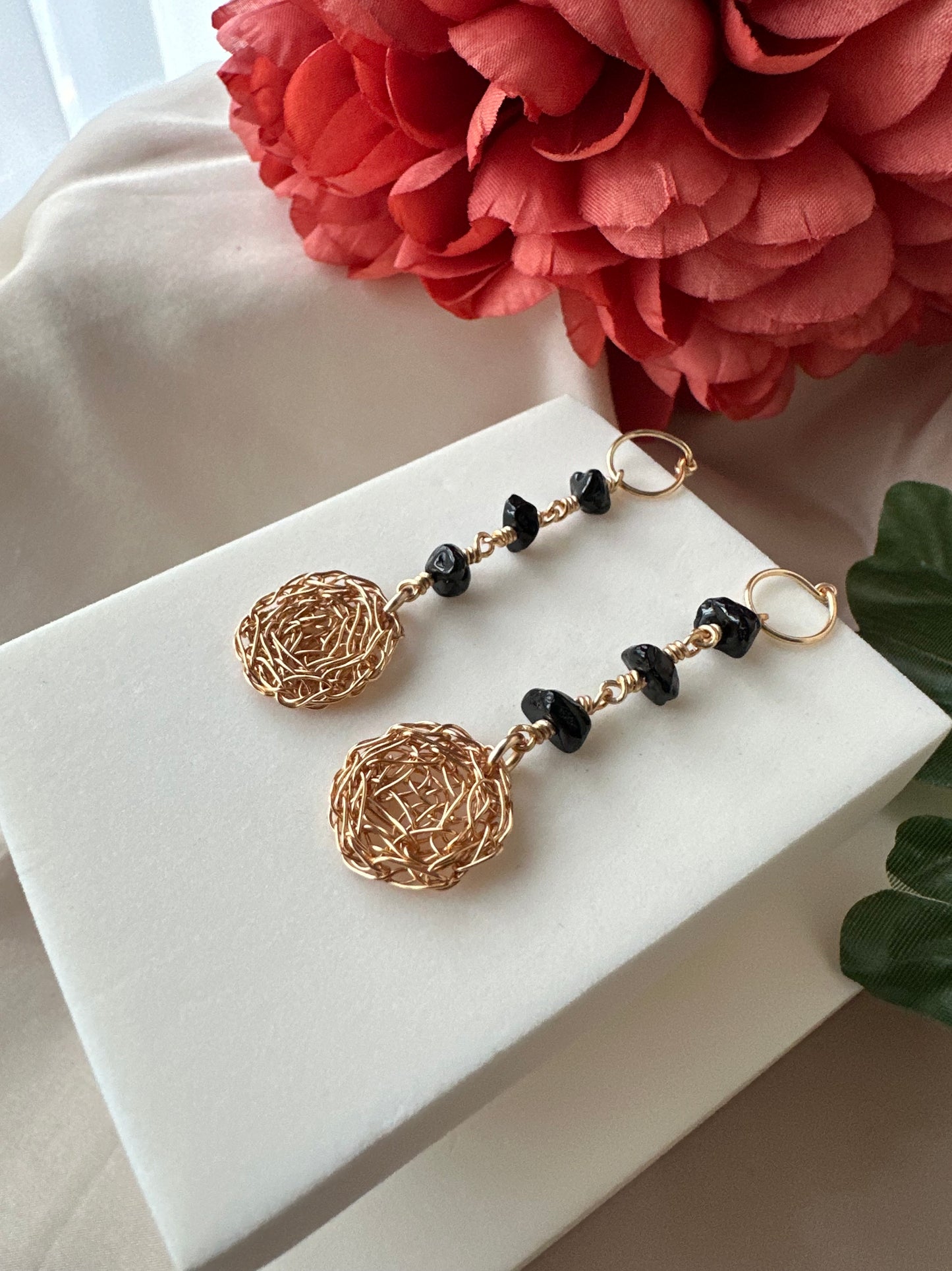 Belamora Black Spinel Cosmic Medallion Earrings