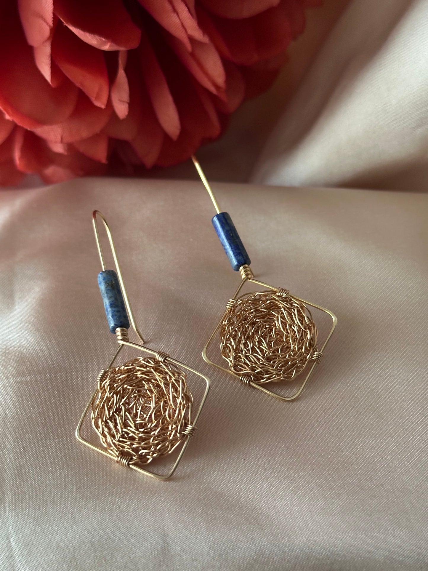 Thia Lapis Lazuli Cosmic Medallion Earrings – Gold & Blue Celestial Jewellery