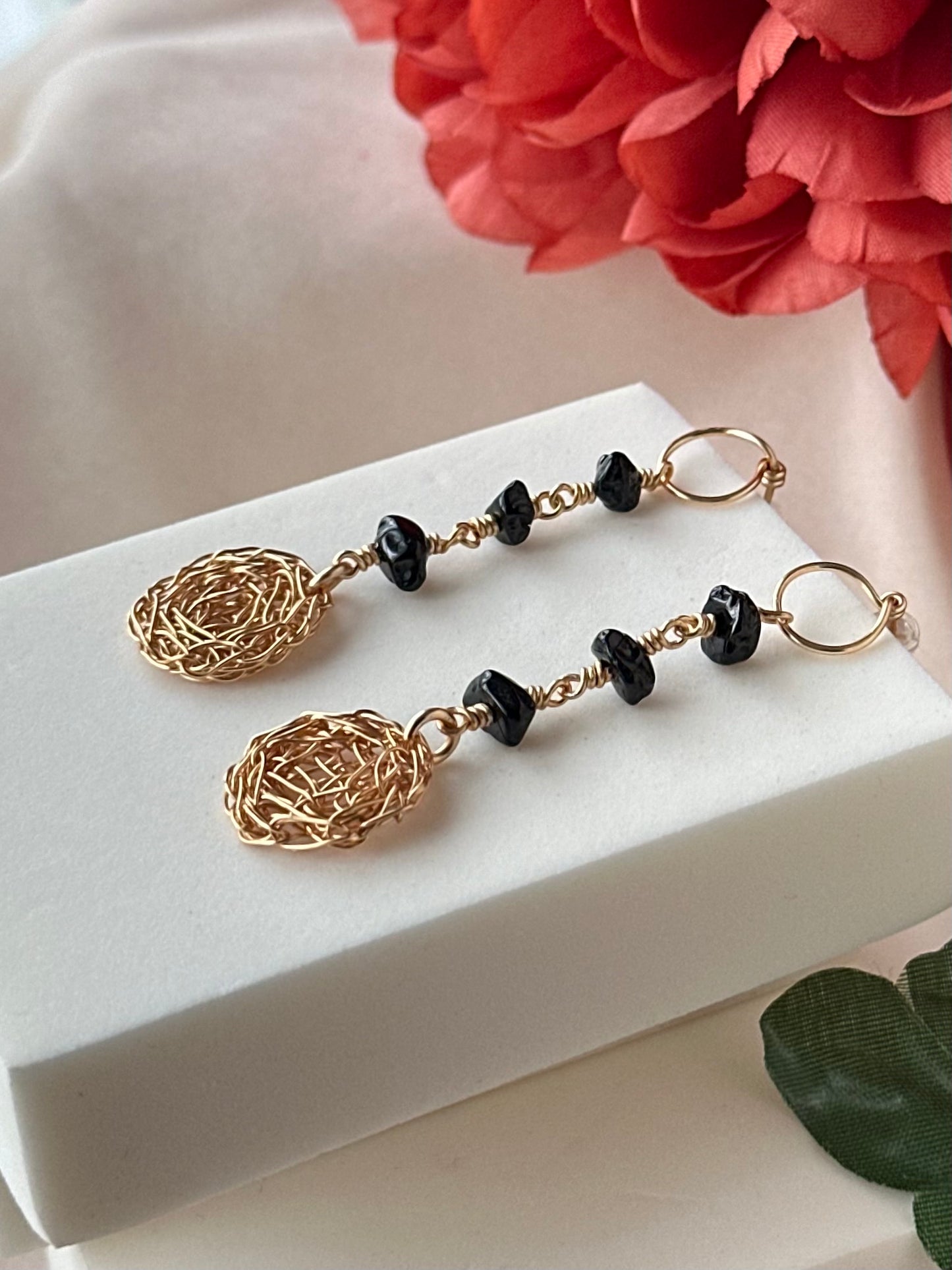 Belamora Black Spinel Cosmic Medallion Earrings