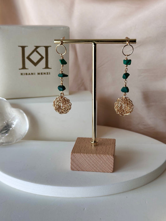 Belamora Malachite Cosmic Medallion Earrings