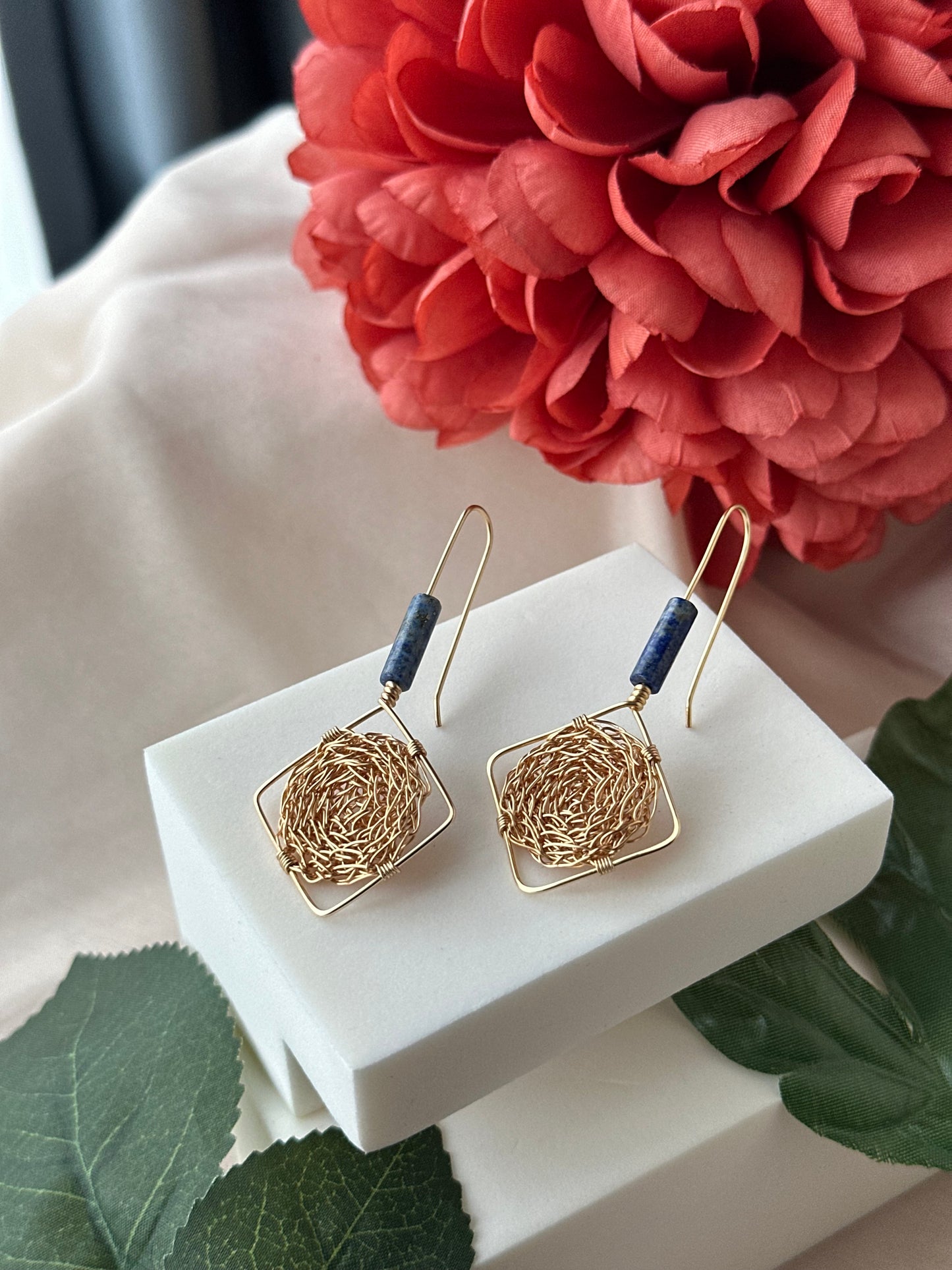 Thia Lapis Lazuli Cosmic Medallion Earrings – Gold & Blue Celestial Jewellery