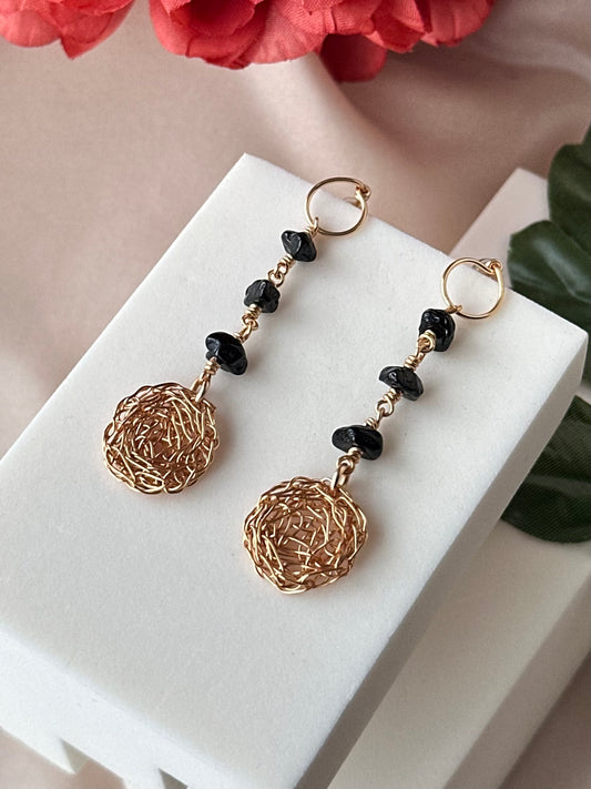 Belamora Black Spinel Cosmic Medallion Earrings