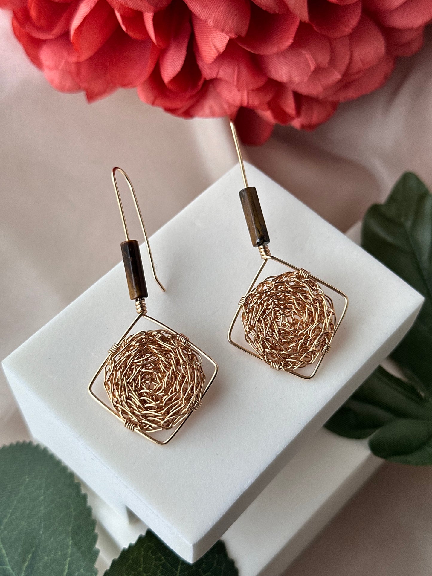 Thia Tiger’s Eye Cosmic Medallion Earrings – Spiritual Statement Jewellery