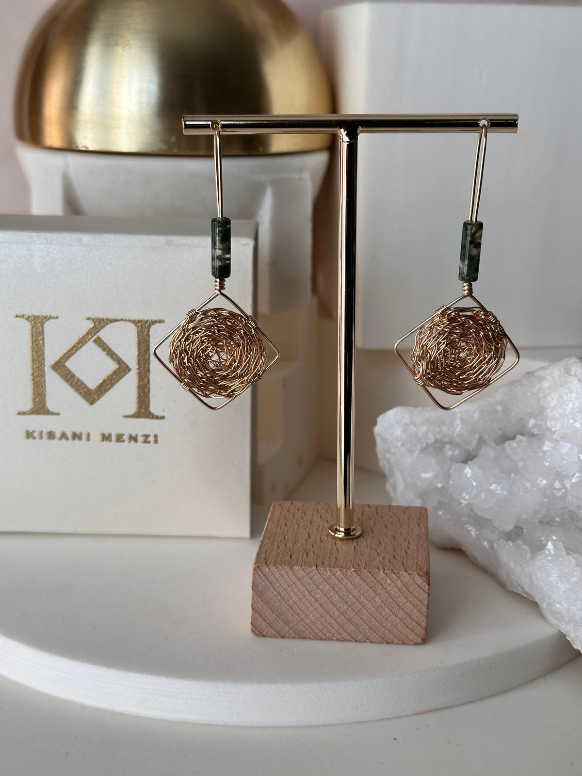 Thia Moss Agate Cosmic Medallion Earrings