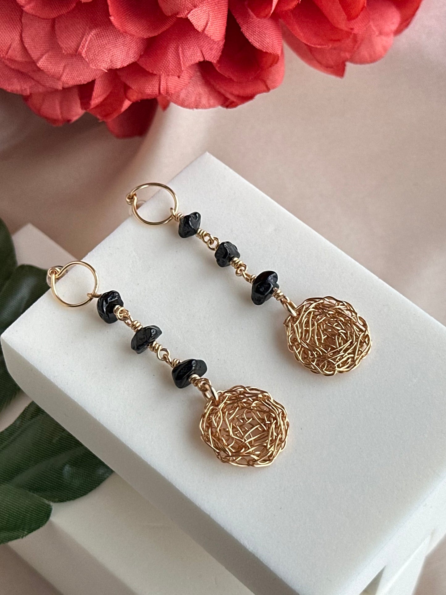 Belamora Black Spinel Cosmic Medallion Earrings