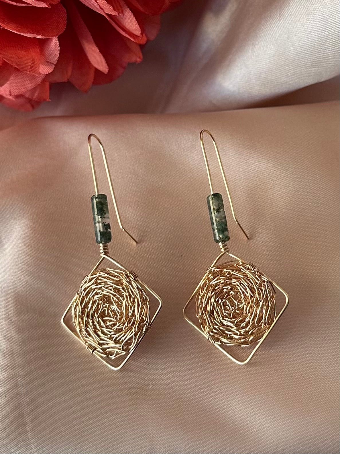 Thia Moss Agate Cosmic Medallion Earrings