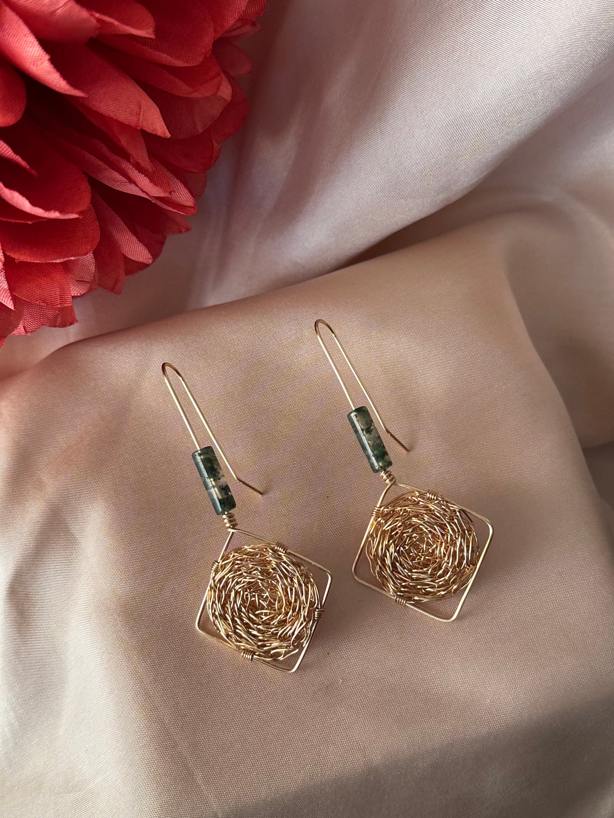 Thia Moss Agate Cosmic Medallion Earrings