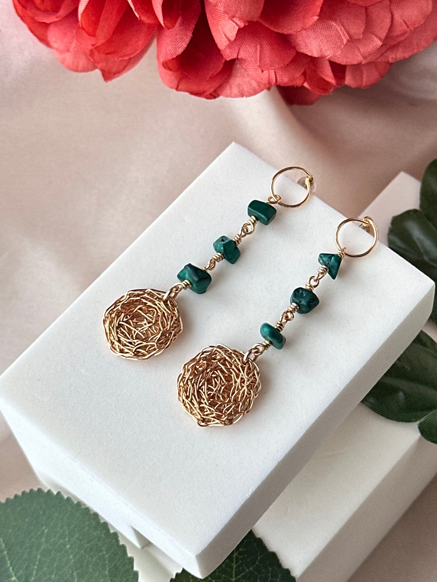 Belamora Malachite Cosmic Medallion Earrings