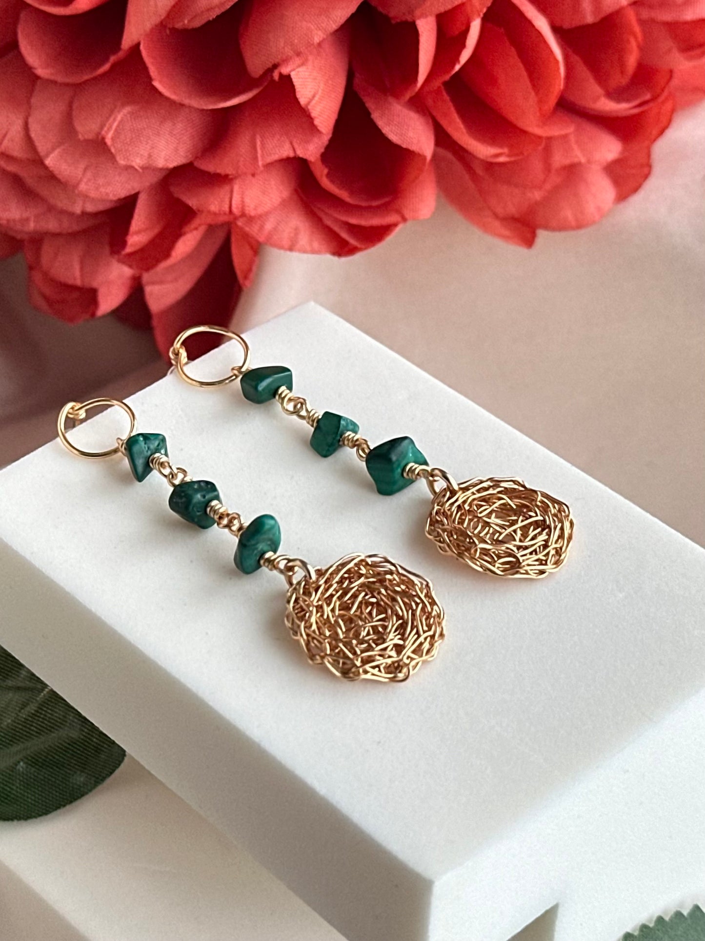 Belamora Malachite Cosmic Medallion Earrings