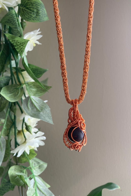 Bloodstone (Heliotrope) Wire Wrapped Pendant