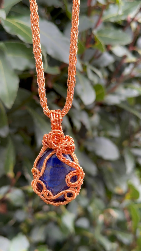 Lapis Lazuli Copper Colour Wire wrapped pendant